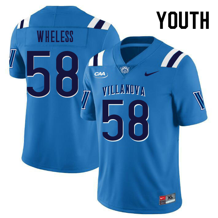 Youth #58 Ben Wheless Villanova Wildcats College Football Jerseys Stitched Sale-Light Blue - Click Image to Close